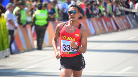 El ecuatoriano Andrés Chocho en una de su competencias de marcha.