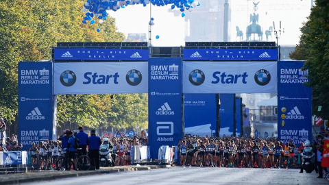 La última edición de la maratón de Berlín, en la que participaron más de  44.000 personas.