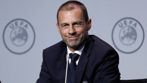 El presidente de UEFA, Aleksander Ceferin, durante una rueda de prensa en Suiza, el 3 de marzo de 2020.