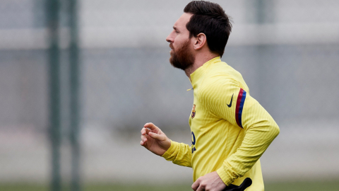 El jugador del FC Barcelona, Lionel Messi,durante un entrenamiento. 