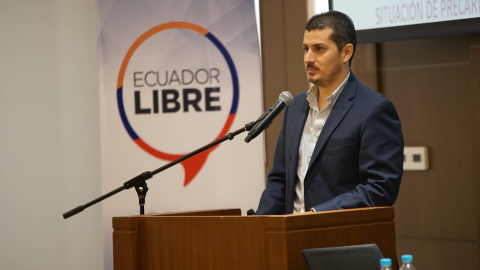 Miguel Ángel González, presidente alterno de la Cámara de Comercio de Guayaquil, durante un evento sobre mercado laboral en junio de 2019.