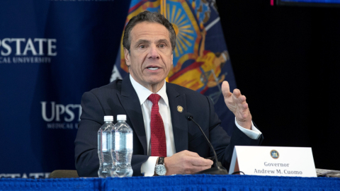 El gobernador de Nueva York, Andrew Cuomo, durante un pronunciamiento este 1 de mayo.