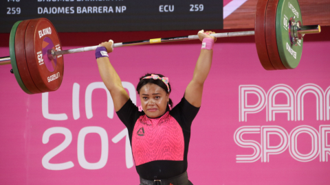 Neisi Dajomes, en una de sus competencias durante el Panamericano en Lima 2019.