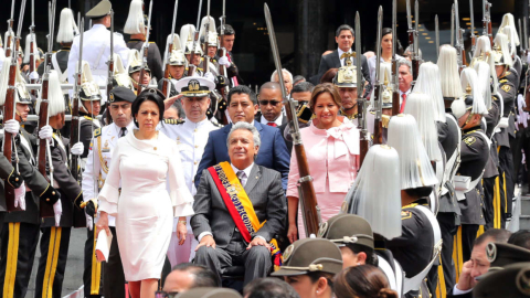 El presidente Lenín Moreno a la salida del Informe a la Nación del 24 de mayo de 2019.