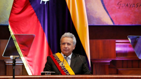 El presidente de la República, Lenín Moreno, en la Asamblea Nacional. 24 de mayo de 2020