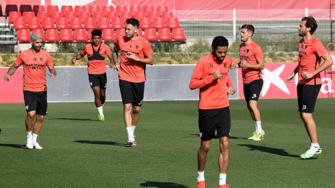 Entrenamiento del Sevilla FC previo al retorno de la Liga de España.