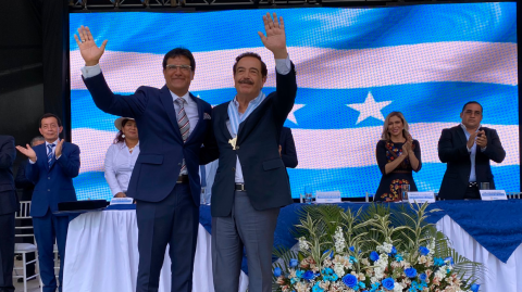 Jaime Nebot y Carlos Luis Morales durante las celebraciones por el día de la provincia del Guayas el pasado 8 de noviembre de 2019.