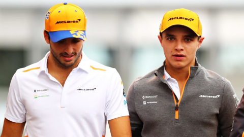 Carlos Sainz y Lando Norris pilotos del equipo McLaren.