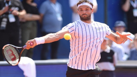 El tenista Grigor Dimitrov en un partido oficial.