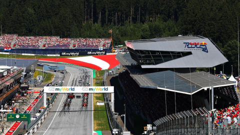 Los pilotos en la línea de salida previo al Gran Premio de Austria, de la Fórmula 1.