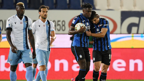 Los jugadores del Atalanta celebran el segundo gol ante la Lazio, el miércoles 24 de junio de 2020.