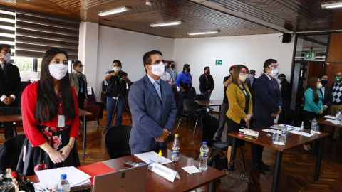 El TCE llevó a cabo la audiencia sobre la demanda de Fuerza Compromiso Social contra el contralor, Pablo Celi, el 14 de julio de 2020.