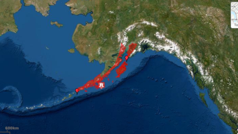 Las zonas sombreadas en rojo fueron las afectadas por la alerta de tsunami emitida este 22 de julio de 2020 y que ya fue cancelada.