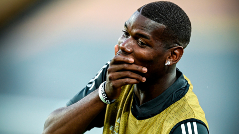 Paul Pogba del Manchester United durante la sesión de entrenamiento de su equipo en Colonia, Alemania, el 9 de agosto de 2020.