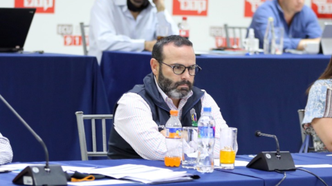 El presidente del Consejo Directivo del IESS, Jorge Wated, durante el gabinete ministerial que se reunió el pasado 4 de septiembre de 2020 en Machala.