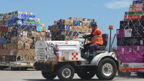 El sector de carga en el Aeropuerto Internacional Mariscal Sucre de Quito, en febrero de 2020. 