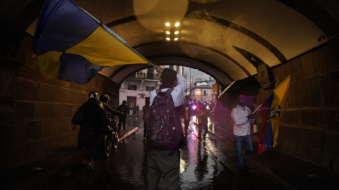 La marcha de los trabajadores del 16 de septiembre de 2020 en Quito, contra las políticas del Gobierno.