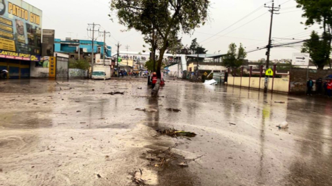 Imagen del barrio de Pomasqui, el 16 de septiembre de 2020, luego de un fuete aguacero.