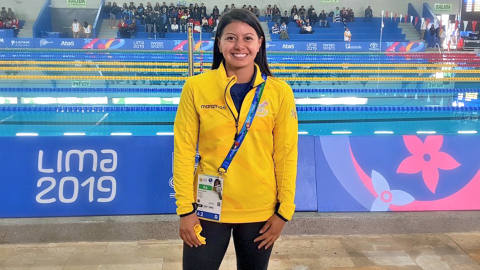 La pentatleta Marcela Cuaspud en los Juegos Panamericanos de Lima 2019.