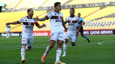 Pedro, jugador de Flamengo, celebra el 0-1 frente a Barcelona, el martes 22 de septiembre de 2020 por Copa Libertadores.