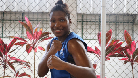 Erika Pachito, durante un entrenamiento en Ecuador.