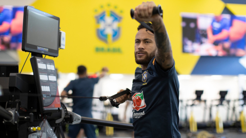 Neymar en el entrenamiento de este martes 6 de octubre con la selección de Brasil.