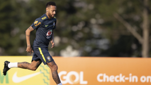 Neymar en un entrenamiento con Brasil , el 5 de octubre de 2020