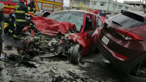 Imagen de un accidente de tránsito en Machachi, el 18 de octubre de 2020.