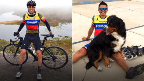 El patinador 'Jota' Bolaños durante sus entrenamientos en Tulcán, en diciembre de 2020.