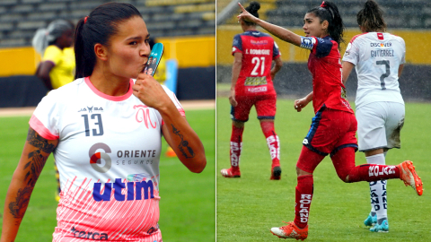 La volante de Ñañas Karen Páez y la delantera de El Nacional festejan uno de sus goles. 