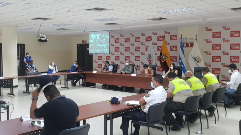 La Mesa de Seguridad Electoral del Guayas se reunió la mañana del 18 de diciembre de 2020, en el ECU-911 de Samborondón.