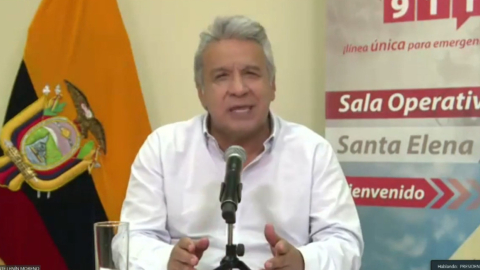 El presidente Lenín Moreno durante una cadena nacional emitida el 21 de diciembre de 2020, desde Quito.