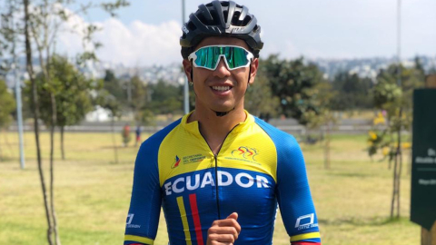 Benjamín Quinteros, en un entrenamiento en Quito, en noviembre de 2020, previo a la Vuelta al Ecuador.