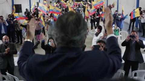 Mitín del candidato Guillermo Lasso, de Creo, en el sur de Quito. 11 de enero de 2021.