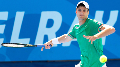 El polaco Hubert Hurkacz, durante el partido por octavos de final en Delray Beach, el domingo 10 de enero de 2021.