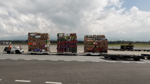 Vista de la plataforma de carga del aeropuerto Mariscal Sucre de Quito, el 14 de enero de 2021.