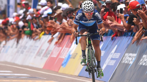 Óscar Sevilla, ciclista del Team Medellín, participa en la Vuelta al Táchira. 