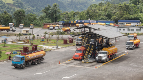 Una de las terminales de distribución de combustible de Petroecuador, en agosto de 2017.