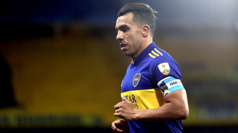 Carlos Tevez, durante el encuentro entre Boca ante Santos por las semifinales de la Copa Libertadores, en La Bombonera, el 6 de enero de 2021.