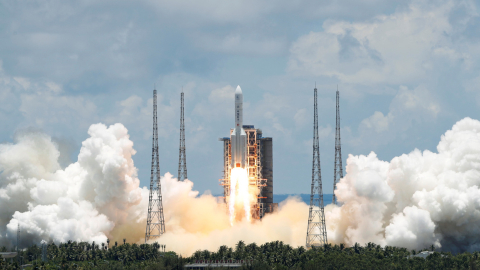 El cohete Long March 5 Y-4, que llevó la sonda a Marte no tripulada de la misión Tianwen-1, el 23 de julio de 2020. 