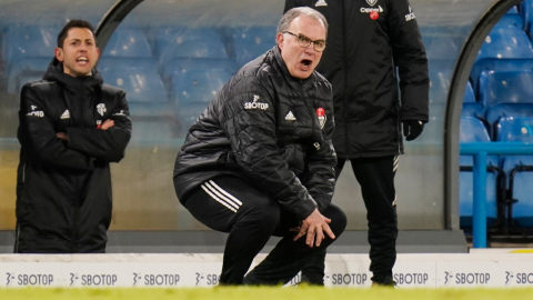 Marcelo Bielsa dirige un partido del Leeds United ante el Crystal Palace, por la Premier League, el 8 de febrero de 2021.