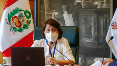 La exministra de Salud de Perú, Pilar Mazzeti, durante una conferencia virtual, el 11 de febrero de 2021.