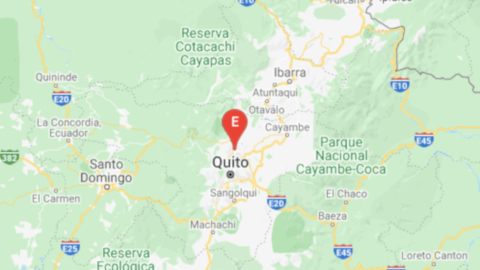 Imagen del epicentro del sismo registrado en Quito, la noche del 19 de febrero de 2021.