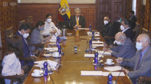 El presidente Lenín Moreno dirigió la reunión del Gabinete Ampliado en el Palacio de Carondelet, 9 de marzo de 2021.