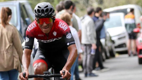 Steven Haro, durante la carrera Durangoko Sari Nagusia, el 1 de abril de 2021.