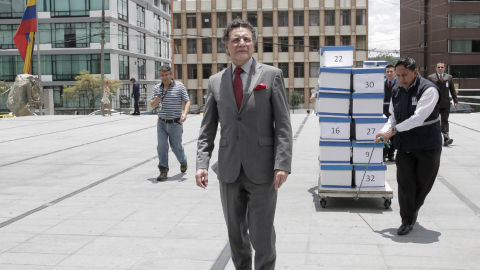 Pablo Celi durante la entrega de información en la Asamblea Nacional, en 2017.