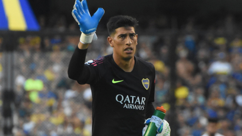 Esteban Andrada, arquero de Boca Junior, en un partido en la Bombonera. 