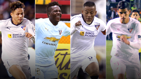 Jordy Alcívar, Jhojan Julio, Jefferson Intriago y José Francisco Cevallos, cuatro de los jugadores formados en Liga de Quito que más se han destacado.