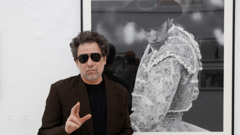 El cantautor argentino afincado en España, Andrés Calamaro, en la apertura de su exposición fotográfica 'Devenir Toro', en mayo de 2021.