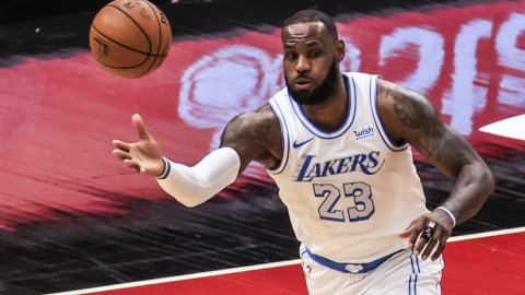 LeBron James en un partido de Los Angeles Lakers ante Chicago Bullos, el 23 de enero de 2021. 